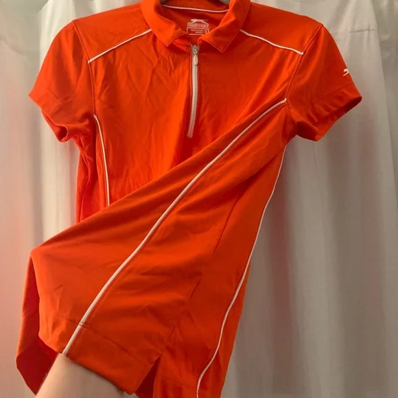Slazenger Tech Golf Polo, Athletic Tee, Orange - Picture 7 of 13